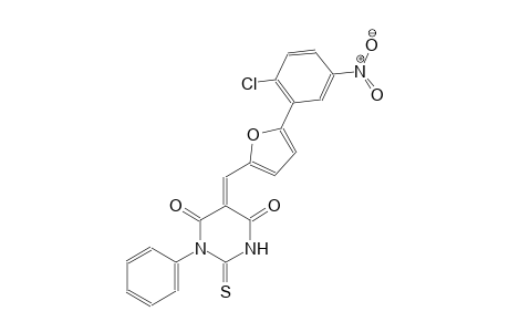 (5E)-5-{[5-(2-chloro-5-nitrophenyl)-2-furyl]methylene}-1-phenyl-2-thioxodihydro-4,6(1H,5H)-pyrimidinedione