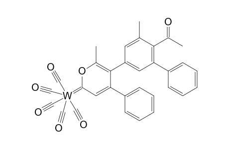 Pentacarbonyl[5-(6'-acetyl-5'-methylbiphenyl-3'-yl)-6-methyl-4-phenyl-2H-pyran-2-ylidene]tungsten