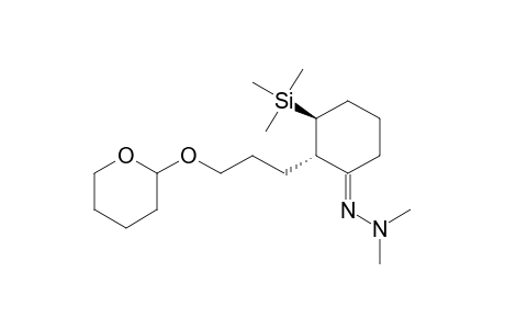 Cyclohexanone, 2-[3-[(tetrahydro-2H-pyran-2-yl)oxy]propyl]-3-(trimethylsilyl)-, dimethylhydrazone, trans-