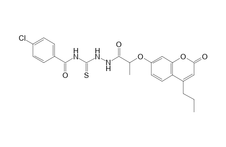 4-(p-chlorobenzoyl)-1-{2-[(2-oxo-4-propyl-2H-1-benzopyran-7-yl)oxy]propionyl}-3-thiosemicarbazide