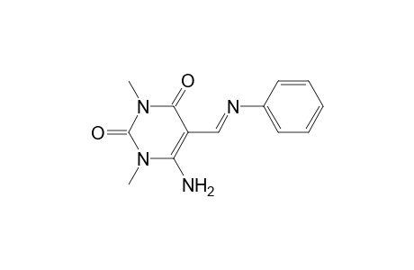 2,4(1H,3H)-Pyrimidinedione, 6-amino-1,3-dimethyl-5-[(phenylimino)methyl]-