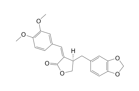 ISOKAEROPHYLLIN;2-VERATRYLIDENYL-3-PIPERONYLMETHYL-3S-GAMMA-BUTYROLACTONE