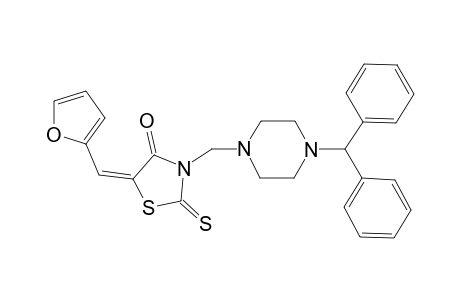 (5E)-3-[(4-benzhydrylpiperazin-1-yl)methyl]-5-(2-furylmethylene)-2-thioxo-thiazolidin-4-one