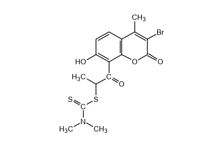 3-bromo-7-hydroxy-8-(2-mercaptopropionyl)-4-methylcoumarin, 8-(dimethyldithiocarbamate)