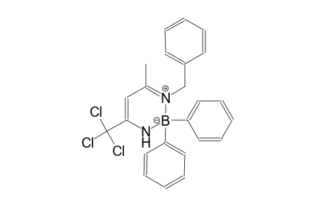 1-benzyl-6-methyl-2,2-diphenyl-4-(trichloromethyl)-2,3-dihydro-1,3,2-diazaborinin-1-ium-2-uide