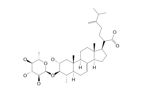 FRUTICOSIDE_C;4-ALPHA-METHYL-2-ALPHA-HYDROXY-5-ALPHA-ERGOST-7,24-(28)-DIEN-21-OIC_ACID_3-BETA-O-ALPHA-L-QUINOVOPYRANOSIDE