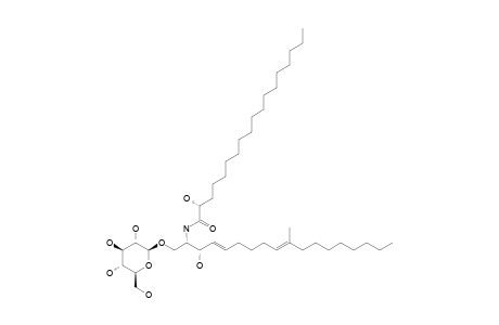 FLAVUSIDE-A;1-O-BETA-D-GLUCOPYRANOSYL-(2S,3S,4E,9E)-2-[(2'R)-2'-HYDROXY-OCTADECANOYLAMINO]-10-METHYL-OCTADECA-4,9-DIEN-1,3-DIOL