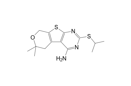 2-(isopropylsulfanyl)-6,6-dimethyl-5,8-dihydro-6H-pyrano[4',3':4,5]thieno[2,3-d]pyrimidin-4-amine