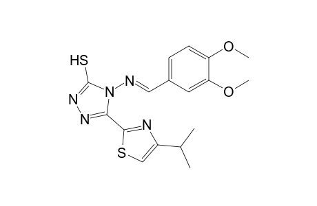 4-(3,4-Dimethoxybenzylideneamino)-5-(4-isopropylthiazol-2-yl)-4H-1,2,4-triazole-3-thiol