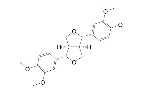 (+)-PINORESINOL-MONOMETHYLETHER;(1R*,2S*,5R*,6S*)-2-(3',4'-DIMETHOXYPHENYL)-6-(3''-METHOXY-4''-HYDROXYPHENYL)-3,7-DIOXABICYCLO-[3.3.0]-OCTANE