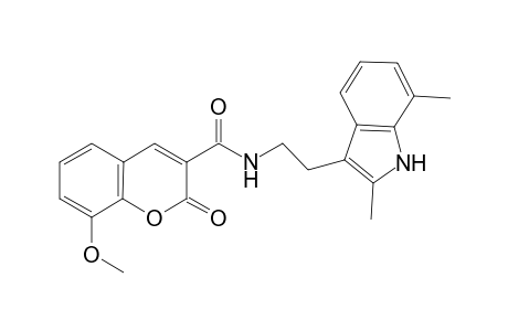 N-[2-(2,7-dimethyl-1H-indol-3-yl)ethyl]-2-keto-8-methoxy-chromene-3-carboxamide