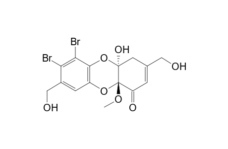 rel-(4aS*,10aR*)-(()-6,7-Dibromo-4a-hydroxy-3,8-dihydroxymethyl-10a-methoxy-1,4,4a,10a-tetrahydrodibenzo-[b,e][1,4]dioxin-1-one