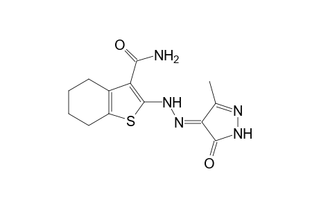 (E)-2-(2-(3-Methyl-5-oxo-1H-pyrazol-4(5H)-ylidene)hydrazinyl)-4,5,6,7-tetra-hydrobenzo[b]thiophene-3-carboxamide