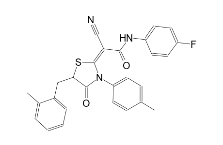 (2E)-2-cyano-N-(4-fluorophenyl)-2-[5-(2-methylbenzyl)-3-(4-methylphenyl)-4-oxo-1,3-thiazolidin-2-ylidene]ethanamide