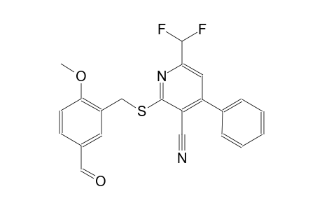 6-(difluoromethyl)-2-[(5-formyl-2-methoxybenzyl)sulfanyl]-4-phenylnicotinonitrile