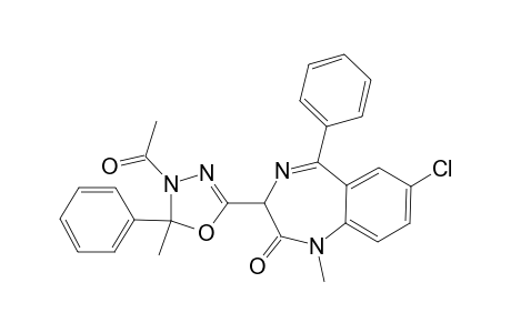 3-(4'-ACETYL-5'-METHYL-5'-PHENYL-1',3',4'-OXADIAZOLIN-2'-YL)-7-CHLORO-1,3-DIHYDRO-1-METHYL-5-PHENYL-2H-1,4-BENZODIAZEPIN-2-ONE