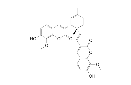 MICROCYBIN;(REL)-(E)-1-(7-HYDROXY-8-METHOXYCOUMARIN-3-YL)-2-[1,4-BETA-DIMETHYL-2-ALPHA-(7-HYDROXY-8-METHOXYCOUMARIN-3-YL)-CYCLOHEX-1-EN-4-YL]-ETHENE