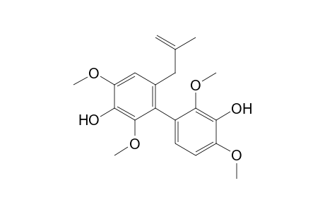 3-(2,4-dimethoxy-3-oxidanyl-phenyl)-2,6-dimethoxy-4-(2-methylprop-2-enyl)phenol