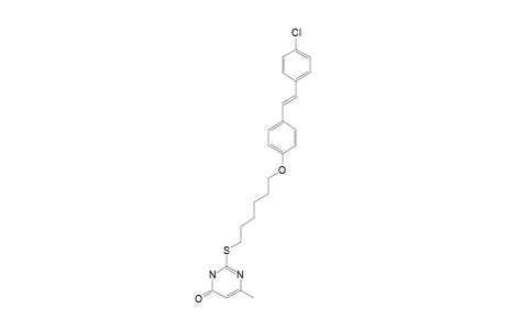 (E)-2-(4'-CHLOROSTILBENYL-4-OXYHEXYLTHIO-6-METHYLUARCIL)