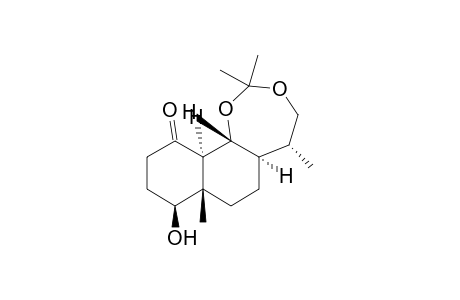 Naphtho[1,2-d]-1,3-dioxepin-11(4H)-one, decahydro-8-hydroxy-2,2,5,7a-tetramethyl-, (5.alpha.,5a.alpha.,7a.beta.,8.beta.,11a.alpha.,11b.beta.)-(.+-.)-