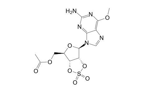 9-[5-O-Acetyl-2,3-O-sulfonyl-.beta.-D-ribofuranosyl]2-amino-6-methoxypurine