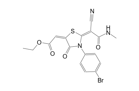 ethyl (2E)-{(2E)-3-(4-bromophenyl)-2-[1-cyano-2-(methylamino)-2-oxoethylidene]-4-oxo-1,3-thiazolidin-5-ylidene}ethanoate