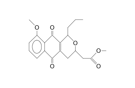 (1RS, 3RS)-(3,4-Dihydro-8-methoxy-9,10-dioxo-1-propyl-1H-2-oxa-3-anthryl)-acetic acid, methyl ester