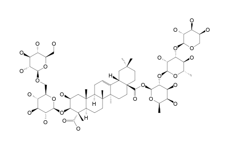 ASTERBATANOSIDE_J;3-O-BETA-D-GLUCOPYRANOSYL-(1->6)-BETA-D-GLUCOPYRANOSYL-2-BETA,3-BETA-DIHYDROXY-OLEAN-12-EN-23-ALPHA,28-DIOIC_ACID-28-O-ALPHA-L-AR