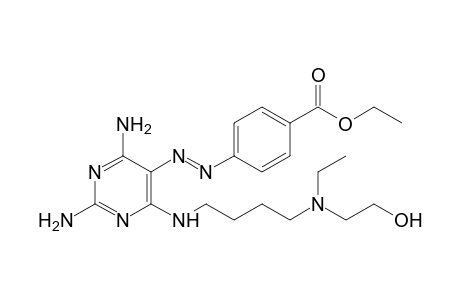 p-{{2,4-diamino-6-{4-{[ethyl(2-hydroxyethyl)amino]butyl}amino}pyrimidin-5-yl}azo}benzoic acid, ethyl ester