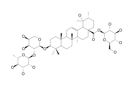 RANDIASAPONIN-IV;3-O-ALPHA-L-RHAMNOPYRANOSYL-(1->2)-ALPHA-L-ARABINOPYRANOSYL-POMOLIC-ACID-28-BETA-D-GLUCOPYRANOSYLESTER