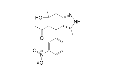 1-[6-hydroxy-3,6-dimethyl-4-(3-nitrophenyl)-4,5,6,7-tetrahydro-2H-indazol-5-yl]ethanone