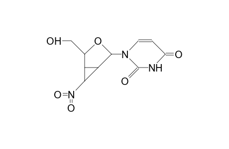 1-(2',3'-Dideoxy-2',3'-<1-nitro>-cyclopropane-B-D-lyxo-furanosyl)-uracil