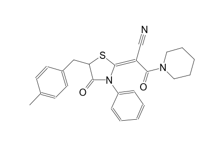 (2E)-2-[5-(4-methylbenzyl)-4-oxo-3-phenyl-1,3-thiazolidin-2-ylidene]-3-oxo-3-(1-piperidinyl)propanenitrile