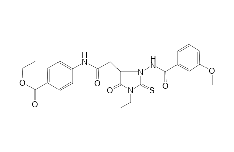 4-[[2-[1-ethyl-3-[[(3-methoxyphenyl)-oxomethyl]amino]-5-oxo-2-sulfanylidene-4-imidazolidinyl]-1-oxoethyl]amino]benzoic acid ethyl ester