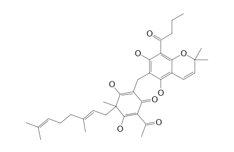 YUNGENSIN_A;2-{[5,7-DIHYDROXY-2,2-DIMETHYL-8-BUTANOYL-6-CHROMENYL]-METHYL}-3,5-DIHYDROXY-4-METHYL-4-(3,7-DIMETHYL-2,6-OCTADIENYL)-