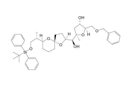 #5;(2S,5R,7S,1'S,2''R,4''S,5''R,1''''S)-(+)-2-[5''-BENZYLOXYMETHYL-4''-HYDROXY-2''-METHYLTETRAHYDROFUR-2''-YL)-HYDROXYMETHYL]-7-[2''''-(TERT.-BUTYLDIPHENYLSILYLOXY)-1''''-M