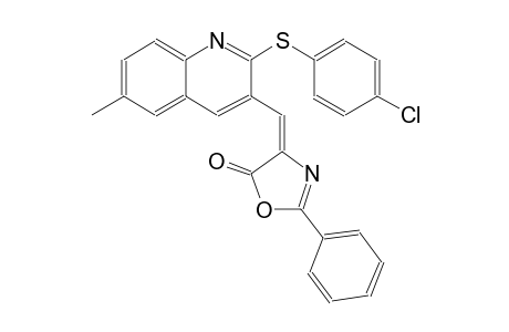 5(4H)-oxazolone, 4-[[2-[(4-chlorophenyl)thio]-6-methyl-3-quinolinyl]methylene]-2-phenyl-, (4E)-