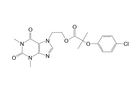 7-(2-hydroxyethyl)theophylline, 2-(p-chlorophenoxy)-2-methylpropionate