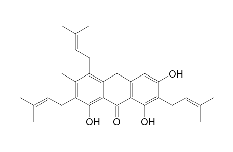 9(10H)-Anthracenone, 1,6,8-trihydroxy-3-methyl-2,4,7-tris(3-methyl-2-butenyl)-