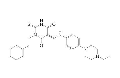 (5E)-1-[2-(1-cyclohexen-1-yl)ethyl]-5-{[4-(4-ethyl-1-piperazinyl)anilino]methylene}-2-thioxodihydro-4,6(1H,5H)-pyrimidinedione