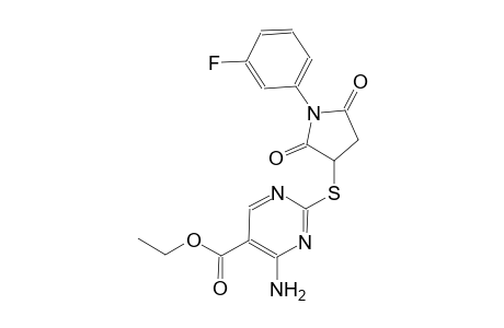 ethyl 4-amino-2-{[1-(3-fluorophenyl)-2,5-dioxo-3-pyrrolidinyl]sulfanyl}-5-pyrimidinecarboxylate