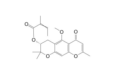 2-Methylbut-(2Z)-enoic acid (3R)-5-methoxy-3,4-dihydro-2,2,8-trimethyl-6-oxo-2H,6H-benzo[1,2-b:5,4-b']dipyran-3-yl ester