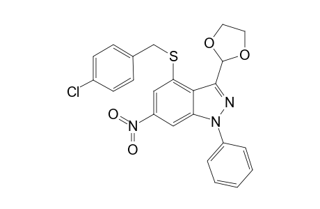 1H-indazole, 4-[[(4-chlorophenyl)methyl]thio]-3-(1,3-dioxolan-2-yl)-6-nitro-1-phenyl-