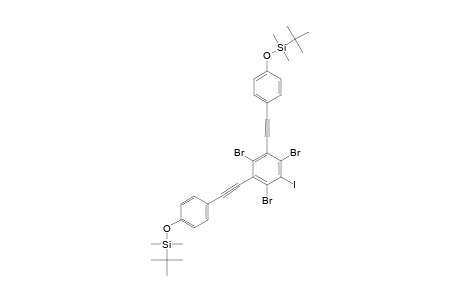 1,3,5-TRIBROMO-2,4-BIS-[PARA-(TERT.-BUTYLDIMETHYLSILYLOXY)-PHENYLETHYNYL]-6-IODO-BENZENE