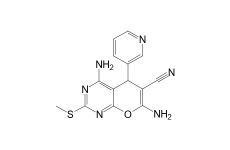 4,7-bis(azanyl)-2-methylsulfanyl-5-pyridin-3-yl-5H-pyrano[2,3-d]pyrimidine-6-carbonitrile