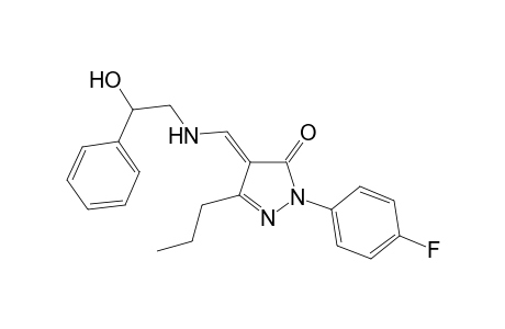 3H-pyrazol-3-one, 2-(4-fluorophenyl)-2,4-dihydro-4-[[(2-hydroxy-2-phenylethyl)amino]methylene]-5-propyl-, (4E)-