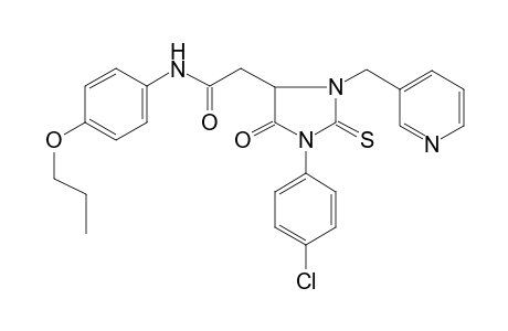 2-[1-(4-chlorophenyl)-5-keto-3-(3-pyridylmethyl)-2-thioxo-imidazolidin-4-yl]-N-(4-propoxyphenyl)acetamide