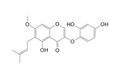 GLYASPENIN-E;3-(2',4'-DIHYDROXYPHENOXY)-5-HYDROXY-7-METHOXY-6-(3-METHYLBUT-2-ENYL)-CHROMEN-4-ONE