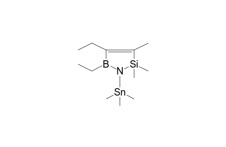 4,5-Diethyl-2,2,3-trimethyl-1-(trimethylstannyl)-2,5-dihydro-1H-1,2,5-azasilaborole