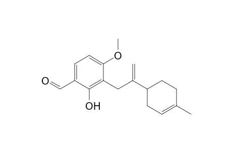 4-Methoxy-3-[2'-(1"-methylcyclohexen-4"-yl)propen-3'-yl]-2-hydroxy benzaldehyde